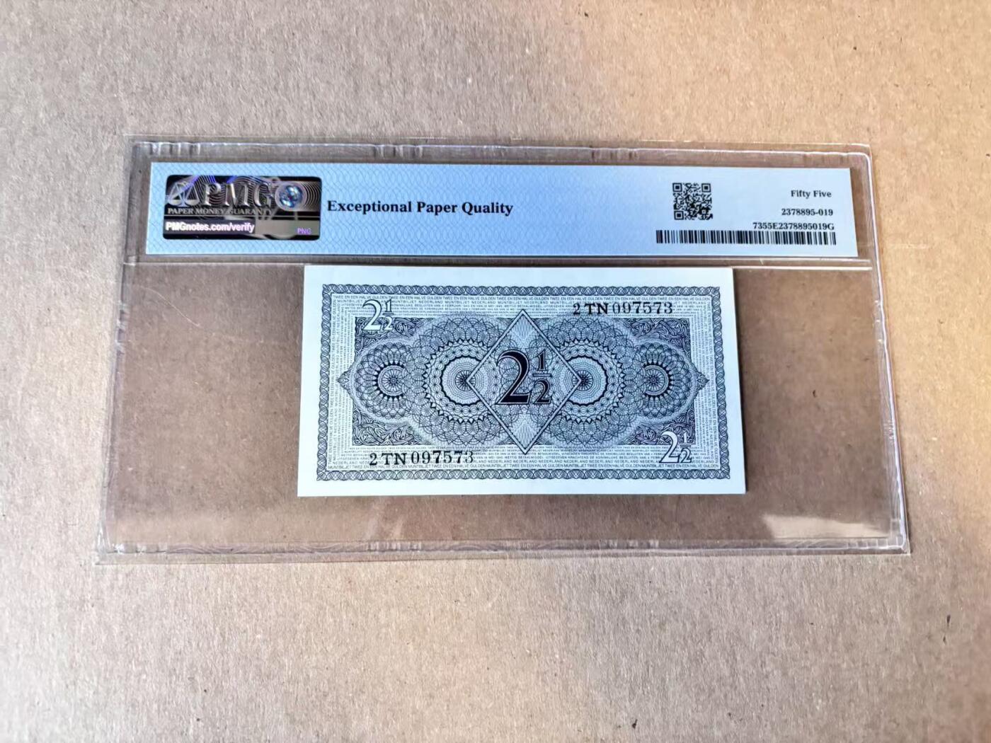 (800期大拍拍品火热征集中🔥）【Blue Auction】世界纸币精拍第790期——18级TOP拍卖/信誉/品质/专业/高效💫  荷兰 1949年2 1/2盾 PMG55EPQ 