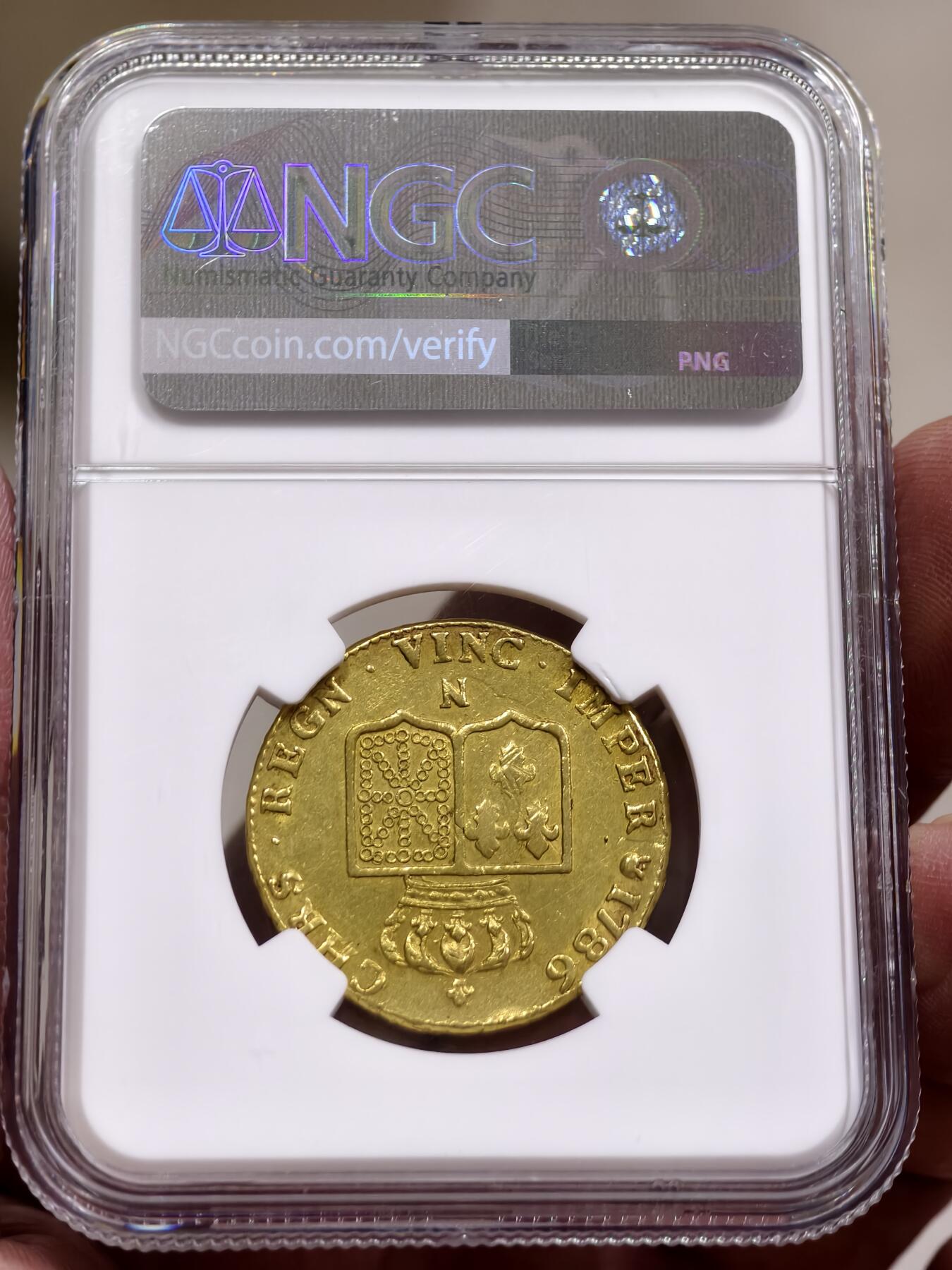 NGC-AU50法国1786年蒙彼利埃厂路易十六2路易金币