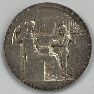 掌中浮雕-藏着的欧洲第053场 - 1898年巴黎证券交易所经纪人银章，37mm，21g，奥斯卡·罗蒂作品