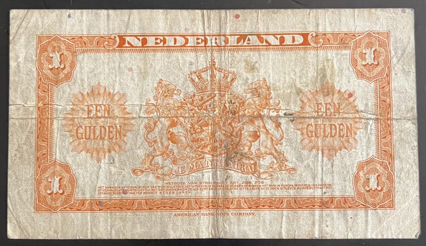 小福收藏拍卖第202期 流通品相裸钞 特惠场 本场全部为欧洲纸币【佣金仅收2% 不设最低佣金 全场包邮】 荷兰 1943年 1盾