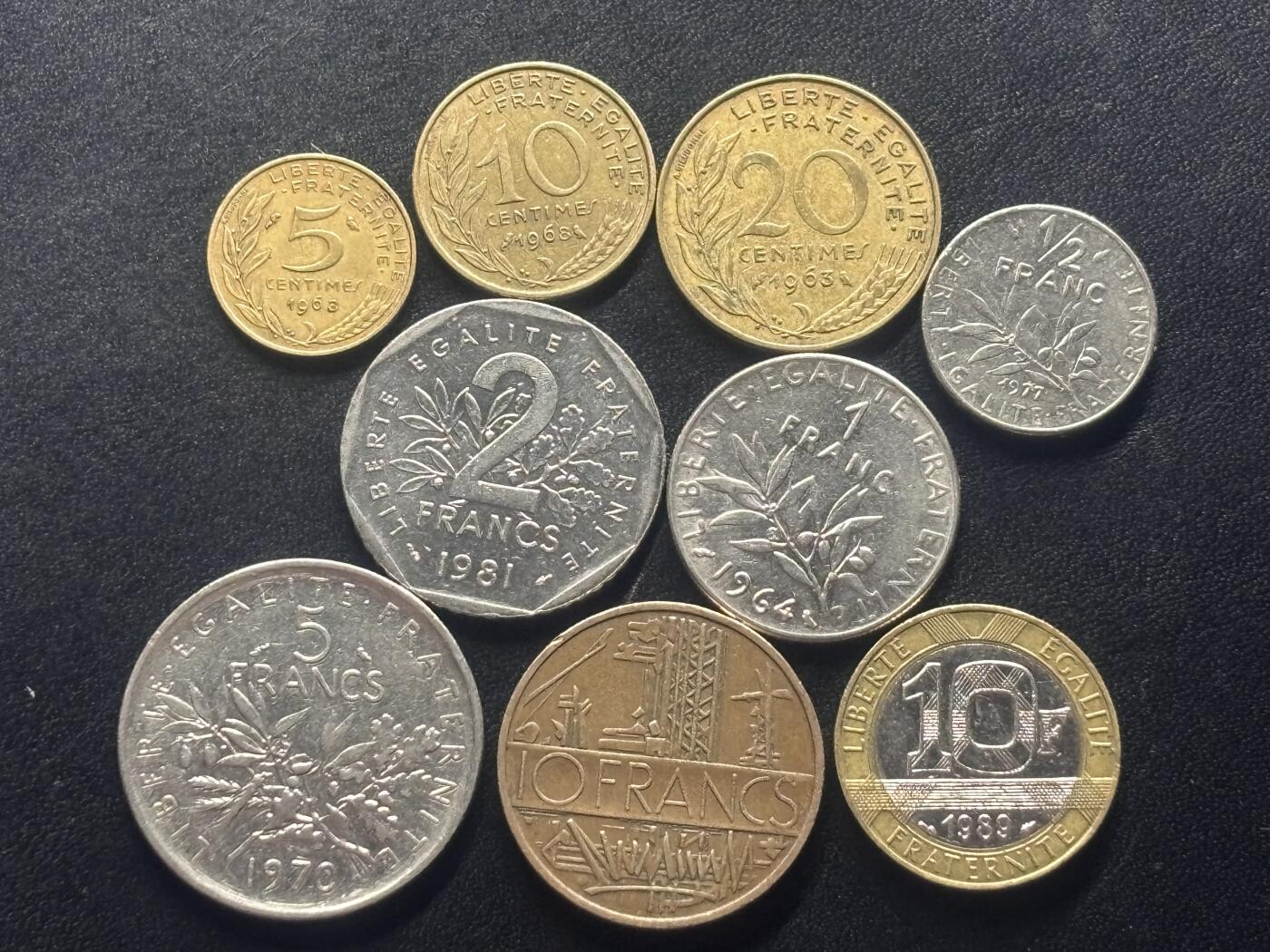 邮泉阁限时拍卖第四十二场（硬币在国外。请付邮费6元。） 法国9枚