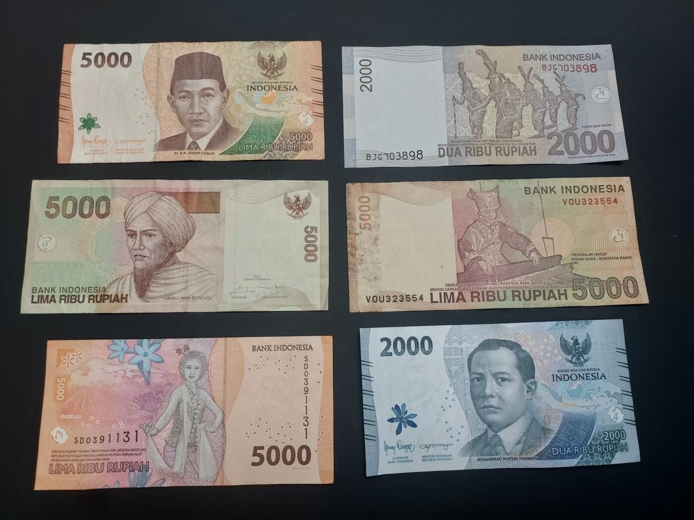 博彦收藏   3月7日 8点钱币专场 全场包邮 印尼等外国纸币6枚，流通品