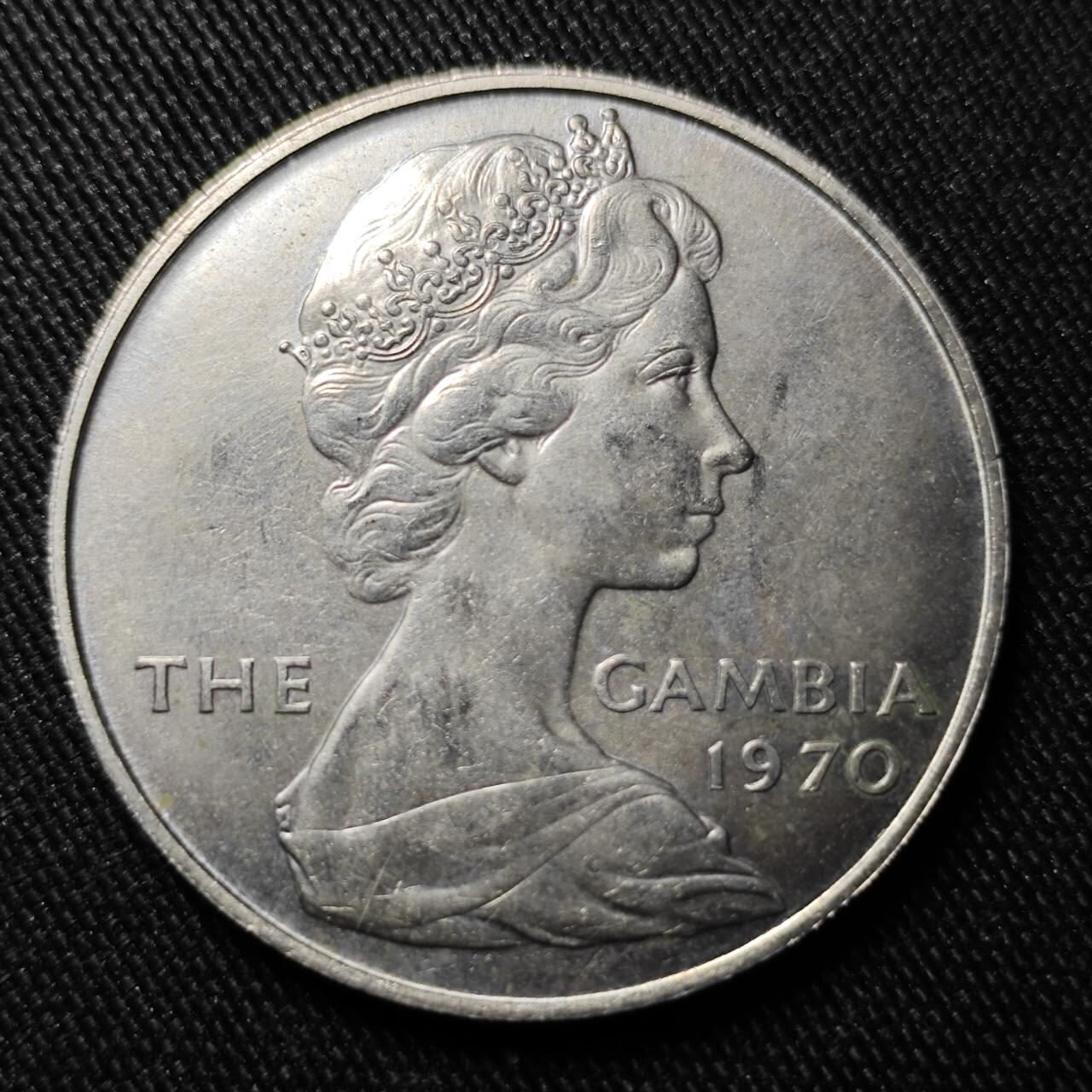 KK钱币收藏小铺   套币 批量/好品散币专场 2月预留时间 周末发货  1970英属冈比亚8先令大镍币 河马