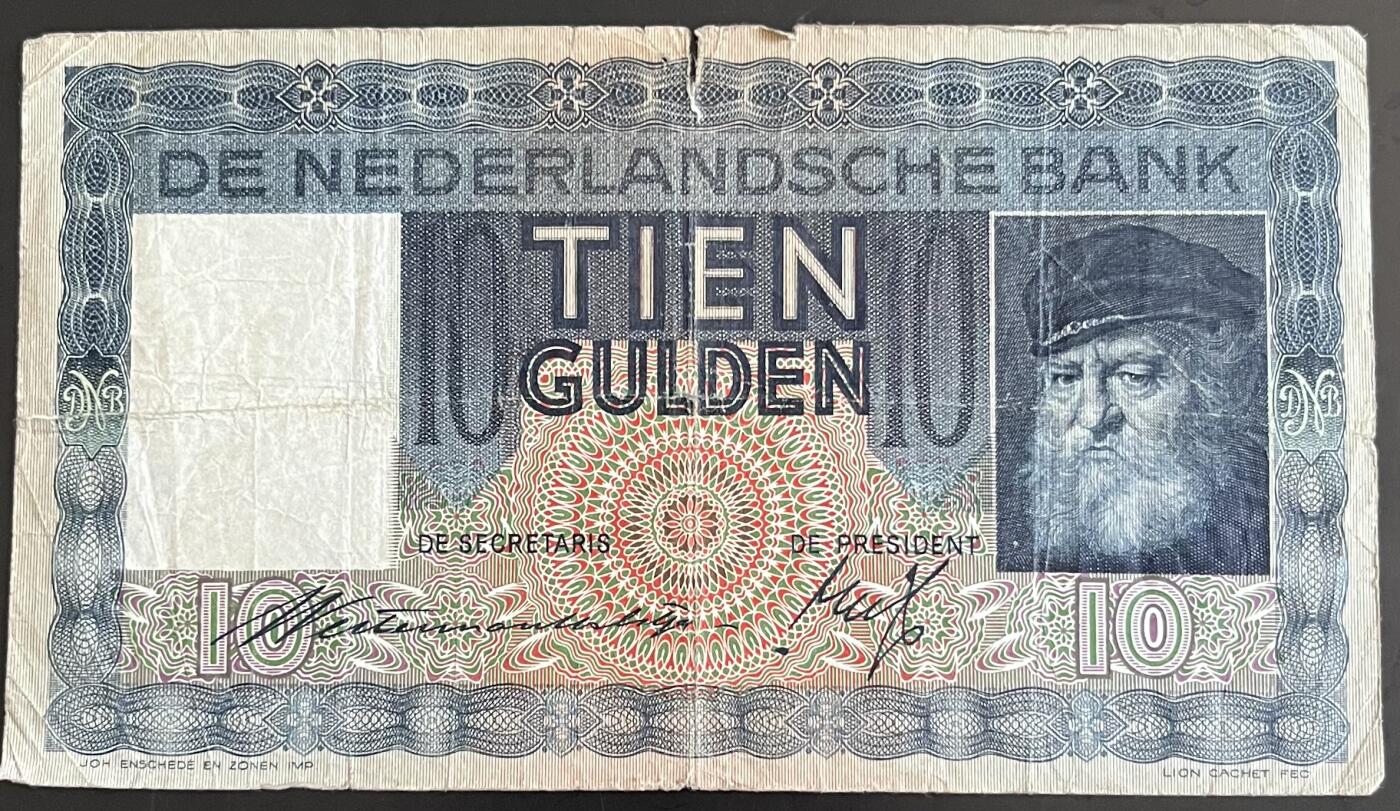 小福收藏拍卖第202期 流通品相裸钞 特惠场 本场全部为欧洲纸币【佣金仅收2% 不设最低佣金 全场包邮】 荷兰 1939年 10盾