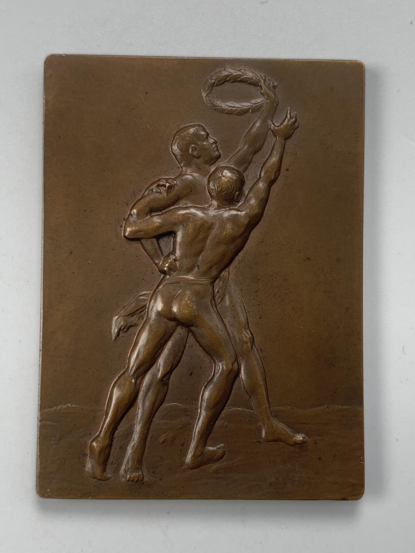 掌中浮雕-藏着的欧洲第053场 1912年瑞典体育题材铜章，37x50mm