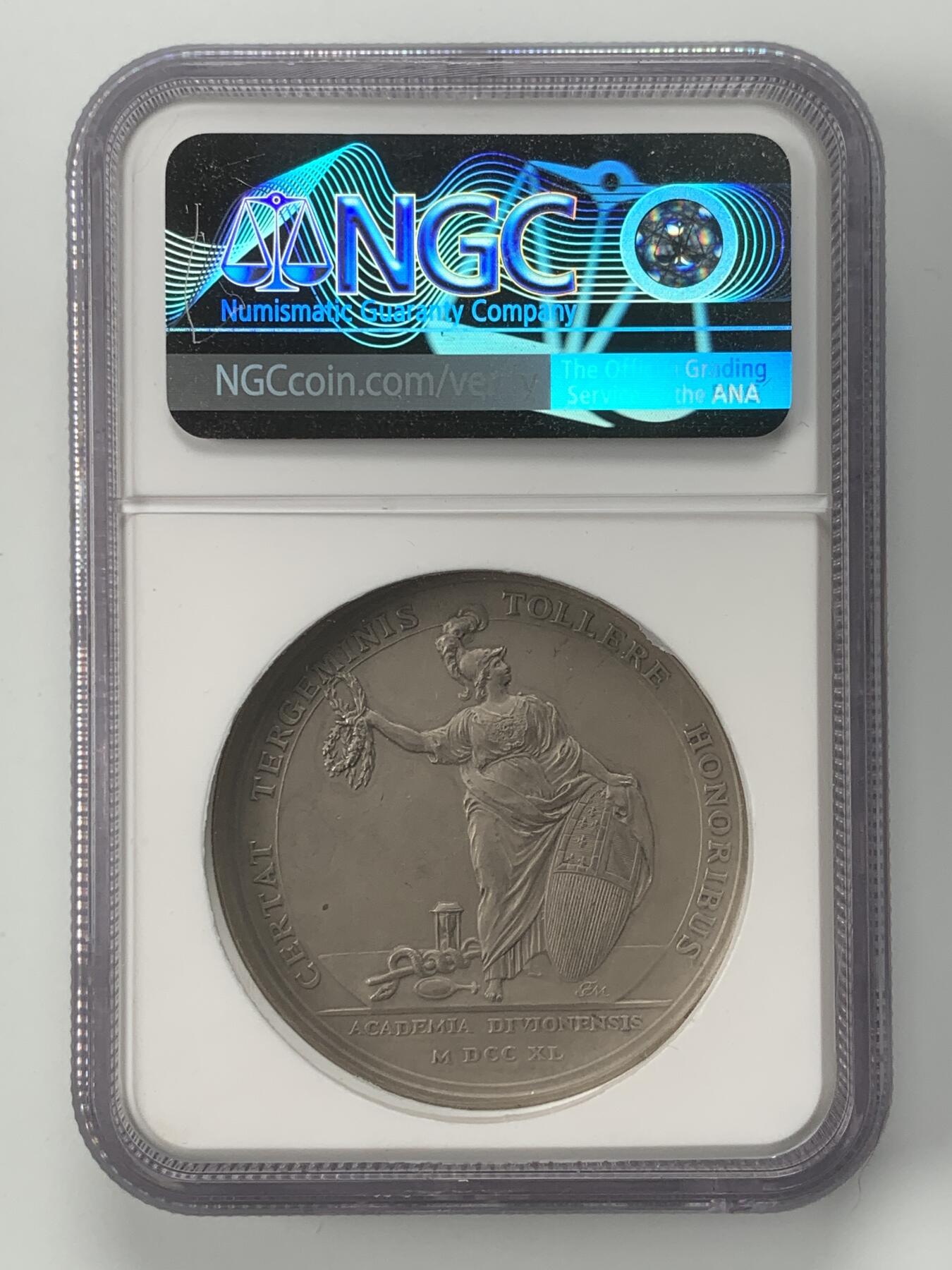 掌中浮雕-藏着的欧洲第053场 NGC MS63 : 1740年法国第戎学院银章，41.5mm