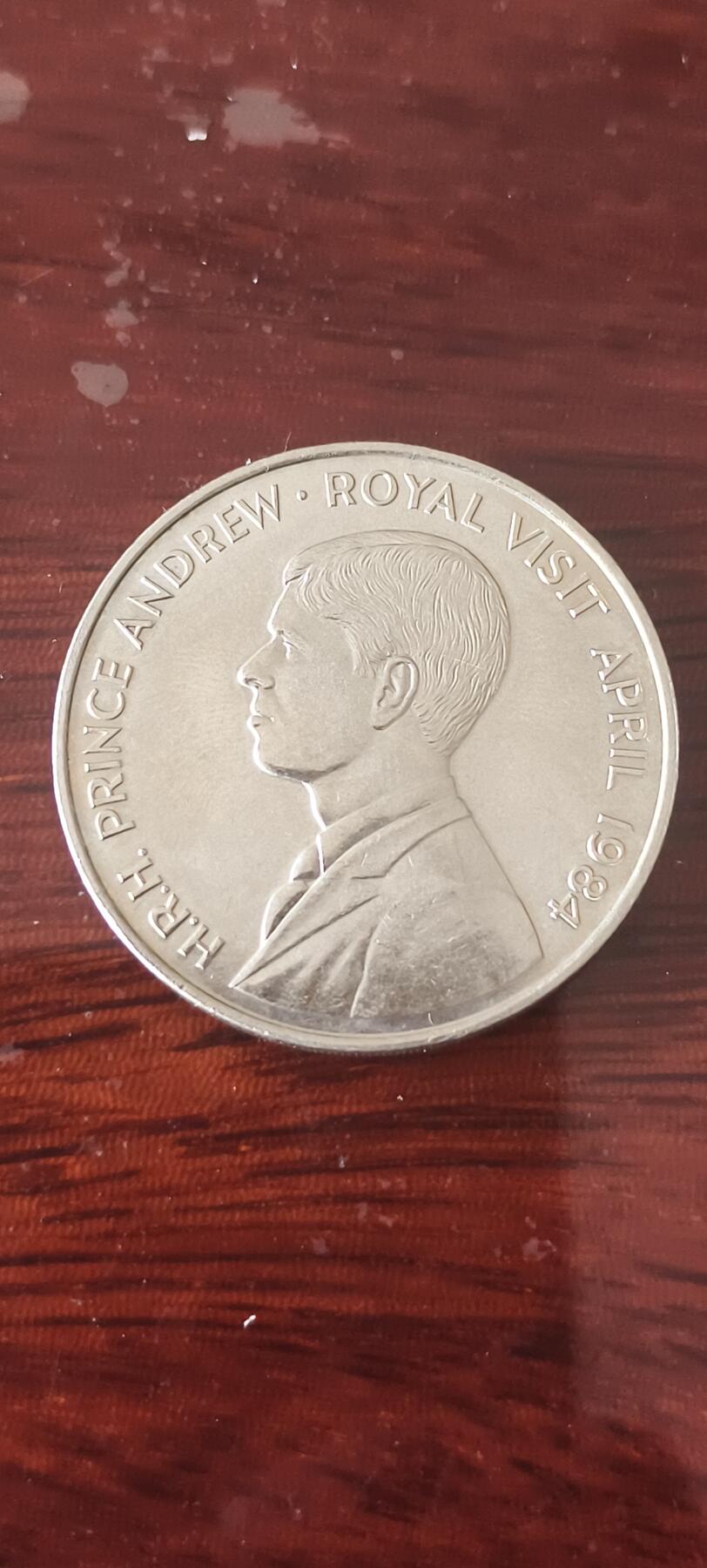 1984年安德鲁王子访问纪念银币，50便士