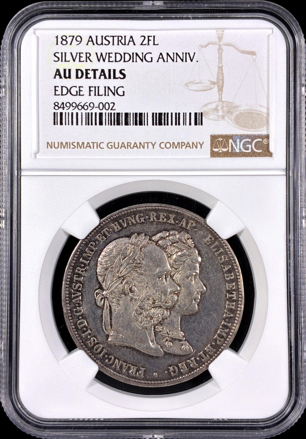 【雨安】【直播拍卖】【第0126期-评级币章】2026-03-07 周六 19:30 (金价1176, 银价22.16) [评级欧洲] Austria 奥地利 2弗洛林 1879年 茜茜公主婚礼  NGC-AU