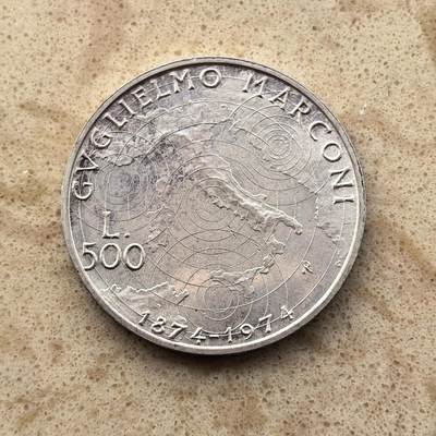 道一币馆币章第一百六十八场 - 意大利1974年电报之父马可尼诞辰百年500里拉纪念银币 11g 835S 