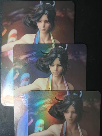 花开卡拍第61期（3月7号周六截拍，品控勿拍!!!拍品不寄存，运费5元（新疆需补运费差价或顺丰到付），自制卡难免瑕疵，可能存在轻微撞角爆边等出厂瑕疵，品控介意勿拍！） - 青鸾殿旧版 艺术卡 不知火舞手办02三宫，折光彩闪