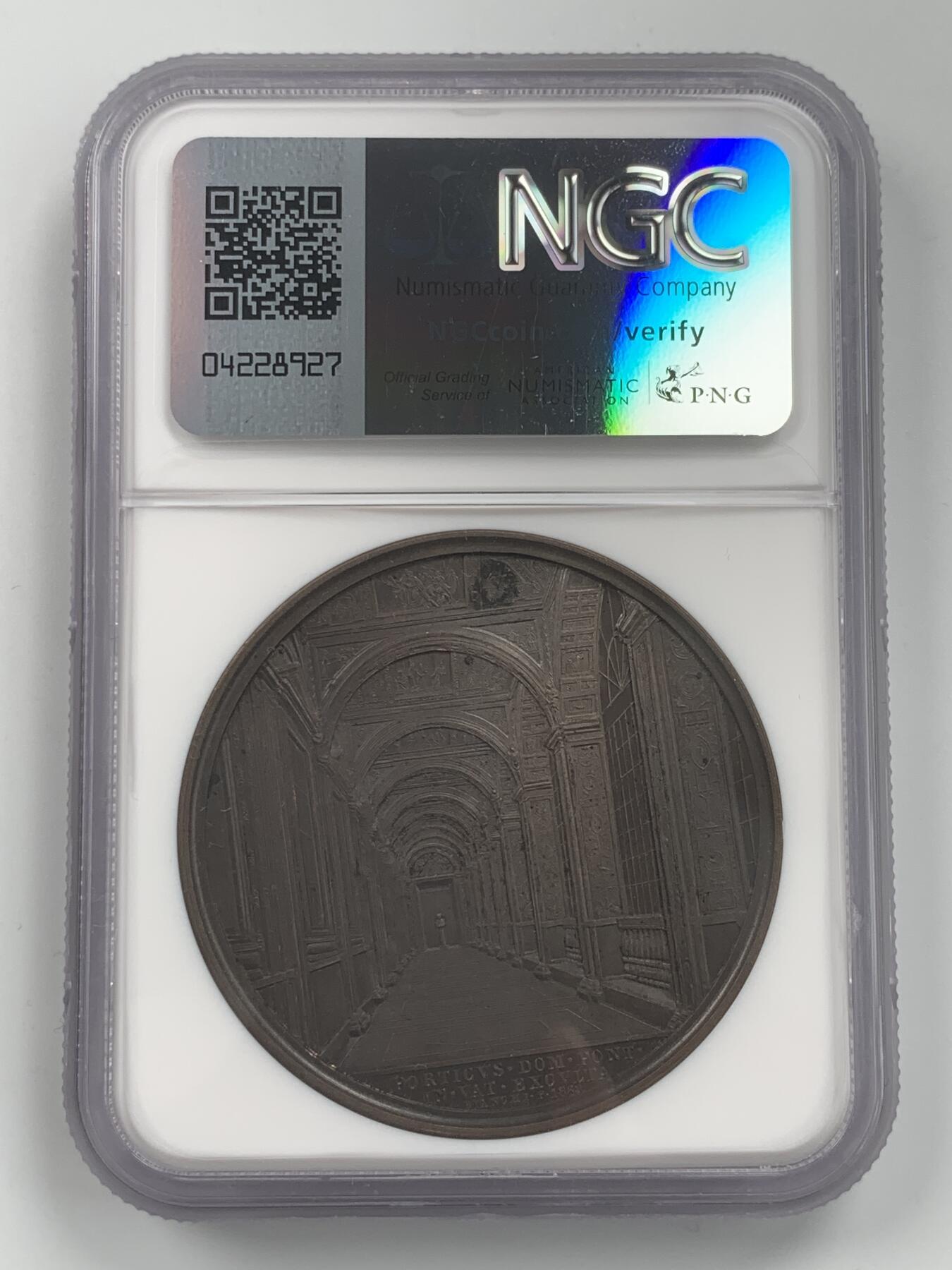 掌中浮雕-藏着的欧洲第053场 NGC MS63 ：1868年梵蒂冈教皇庇护九世纪念铜章，44mm