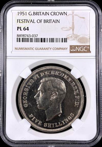 【雨安】【直播拍卖】【第0126期-评级币章】2026-03-07 周六 19:30 (金价1176, 银价22.16) - [评级欧洲] Great Britain 英国 1克朗 1951年 乔治六世 NGC-PL64