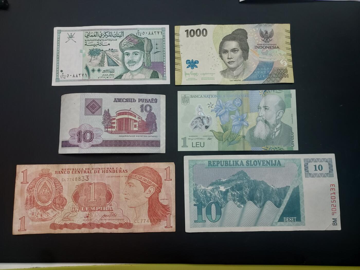 博彦收藏   3月7日 8点钱币专场 全场包邮 洪都拉斯 等外国纸币6枚，流通品