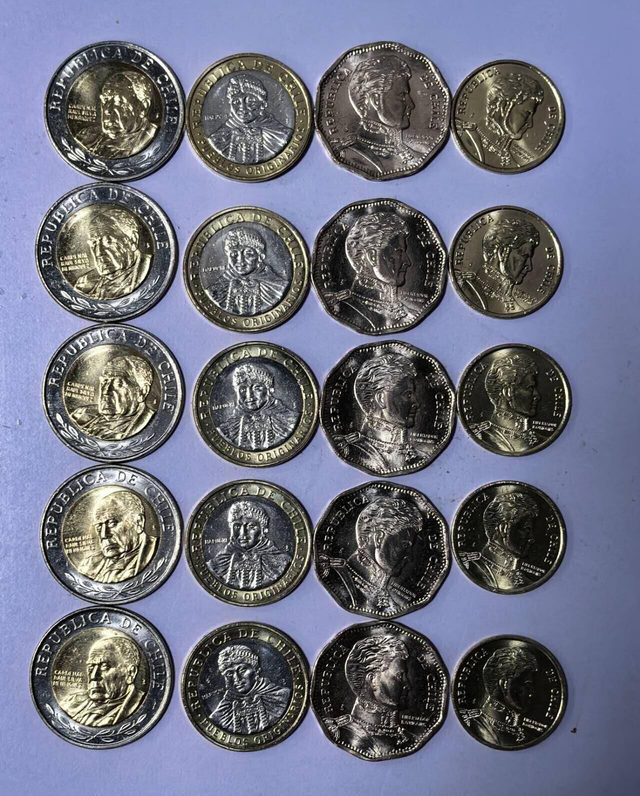 北京马甸外国币专卖第148期，外国币，中国早期纪念币专场，陆续上拍，欢迎关注  原卷拆的未流通品智利5套