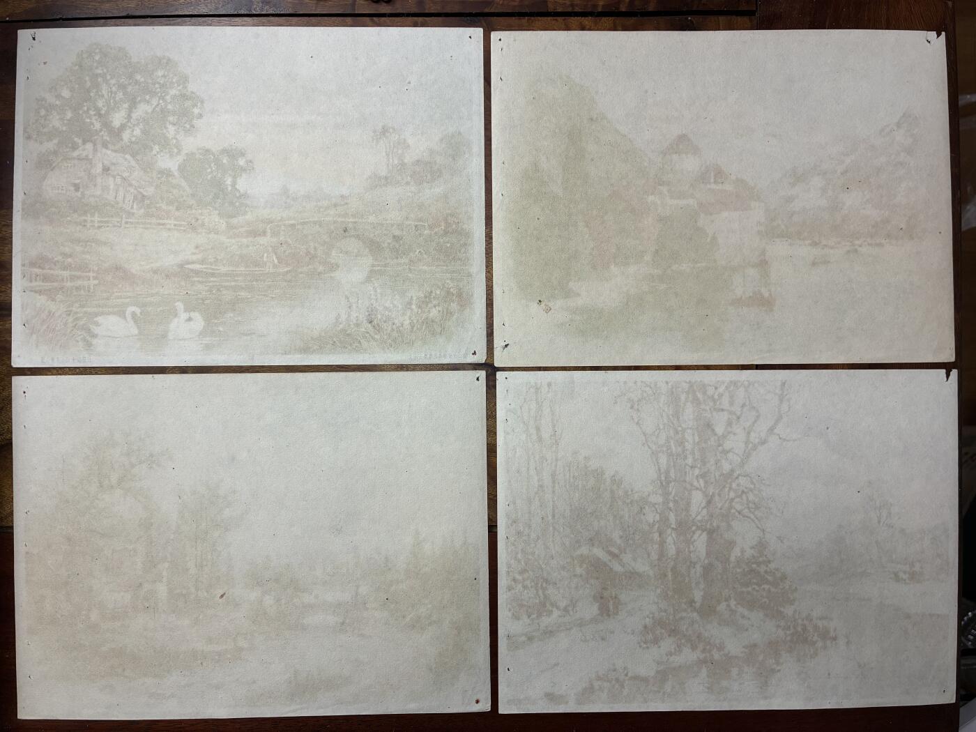 情怀旧藏儿时记忆经典收藏交流拍卖会 民国时期老风景年画宣传画4幅