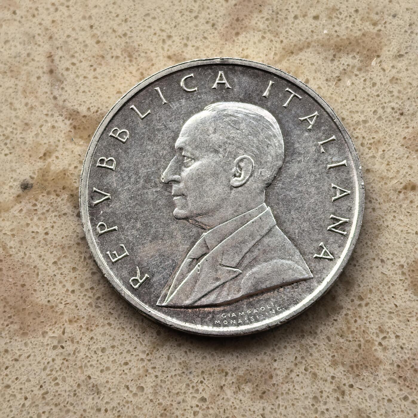 道一币馆币章第一百六十八场 意大利1974年电报之父马可尼诞辰百年500里拉纪念银币 11g 835S 