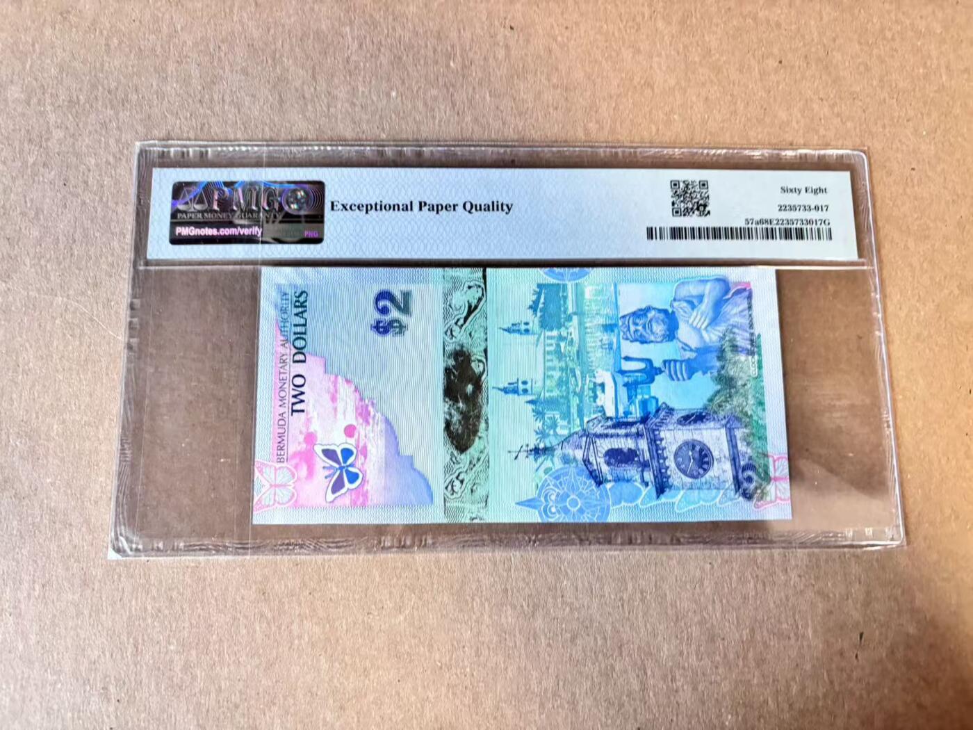 (800期大拍拍品火热征集中🔥）【Blue Auction】世界纸币精拍第790期——18级TOP拍卖/信誉/品质/专业/高效💫  【洋葱冠 获奖钞 无47】百慕大 2009年2元 蓝鸟 PMG68EPQ 高分