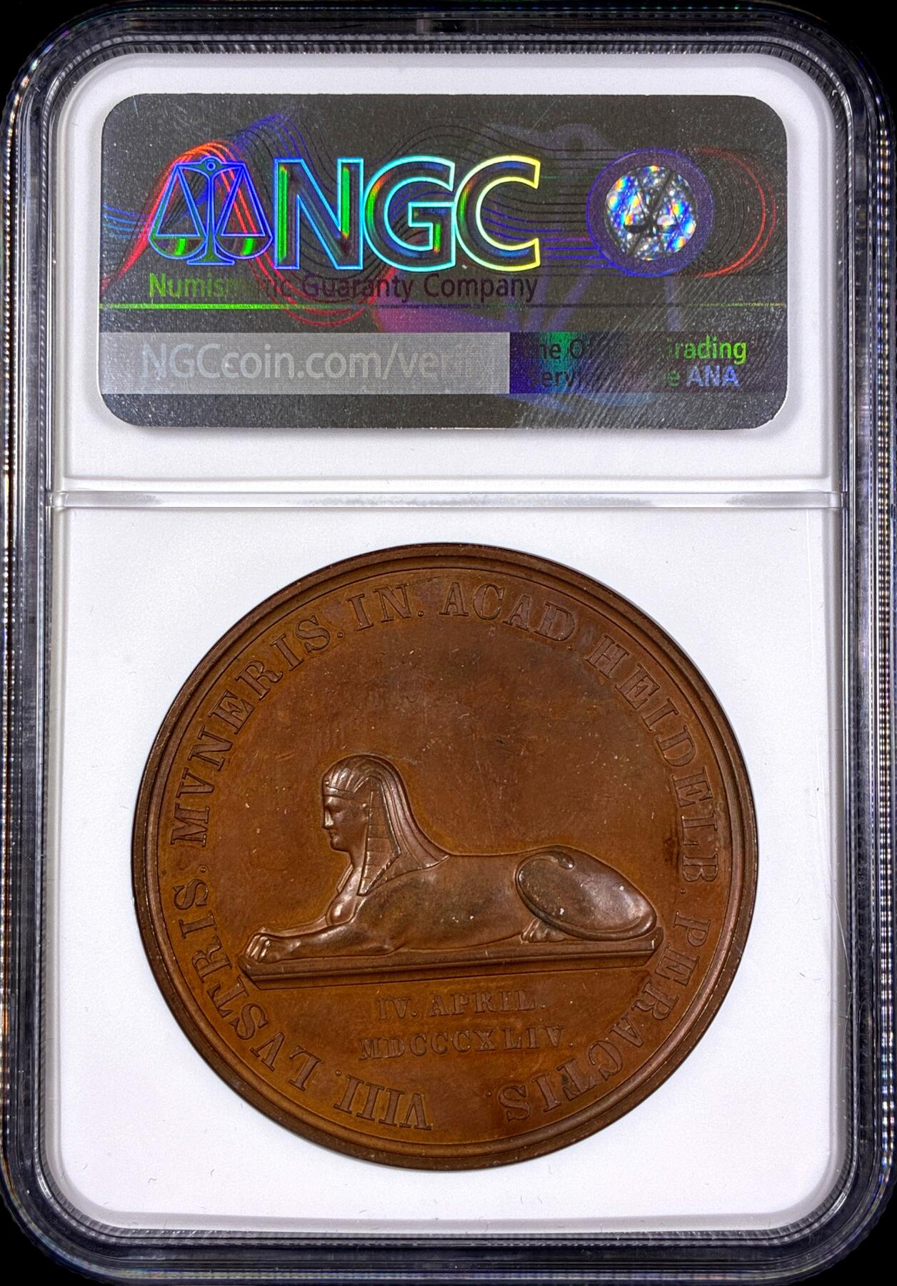 【雨安】【直播拍卖】【第0126期-评级币章】2026-03-07 周六 19:30 (金价1176, 银价22.16) [评级章] Germany [章] 德国 1844年 海德堡大学 背狮身人面像 铜章