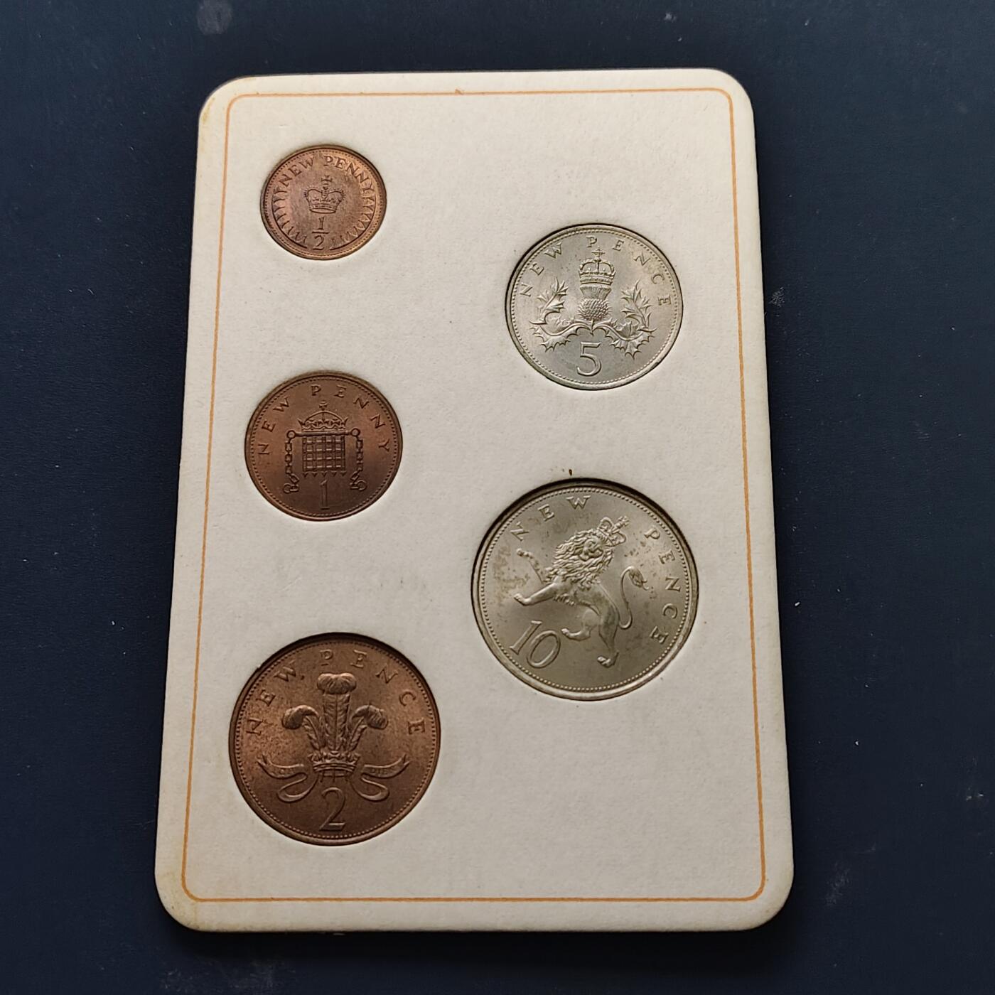 【全场包邮】纯粹捡漏拍508场 英国1968-1971年十进制改版官方卡装套币