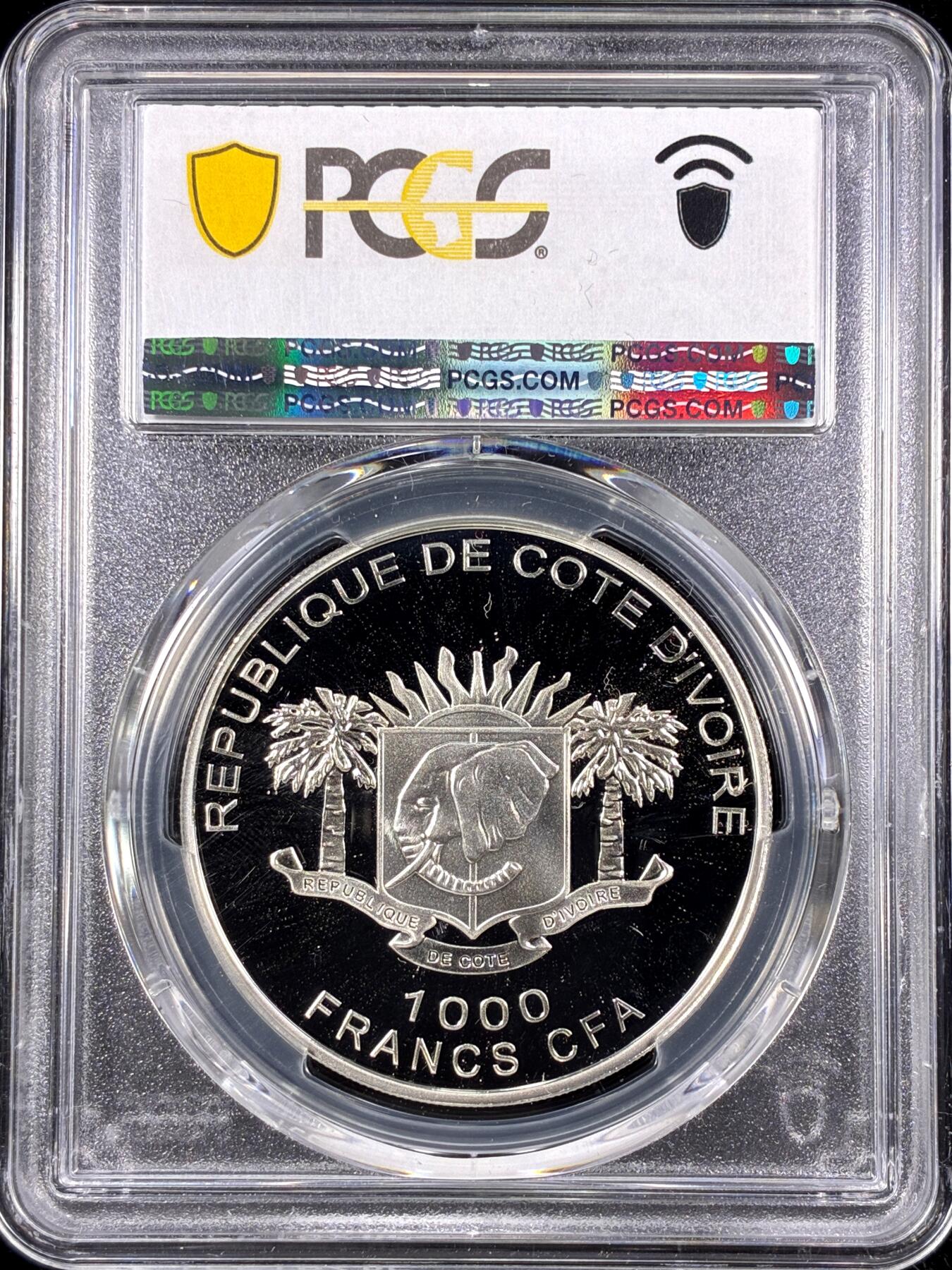【雨安】【直播拍卖】【第0126期-评级币章】2026-03-07 周六 19:30 (金价1176, 银价22.16) [评级现代] Ivory Coast 科特迪瓦 1000法郎 2010年 帆船法国海军战舰皇家太阳号 PCGS-PR69DCAM 精制币