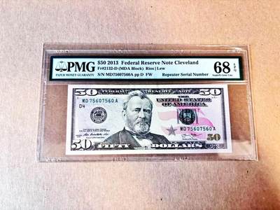 (800期大拍拍品火热征集中🔥）【Blue Auction】世界纸币精拍第790期——18级TOP拍卖/信誉/品质/专业/高效💫  - 【重复号】美国 2013年50美金 PMG68EPQ 高分