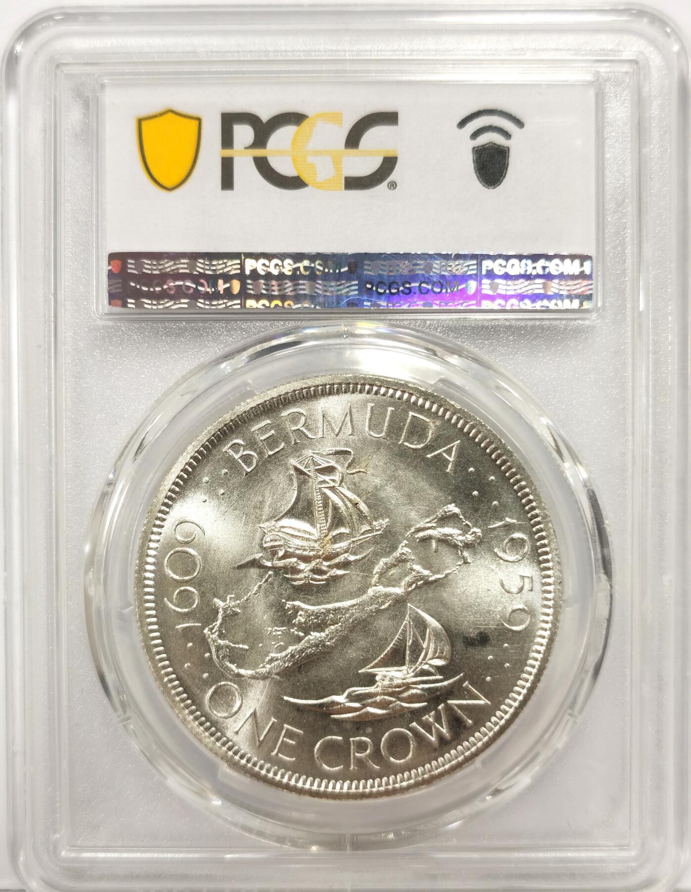 博洋堂世界钱币拍卖第163期（全场包邮） PCGS MS66 英属百慕大1959年伊丽莎白二世发现百慕大350周年1克朗纪念银币-2