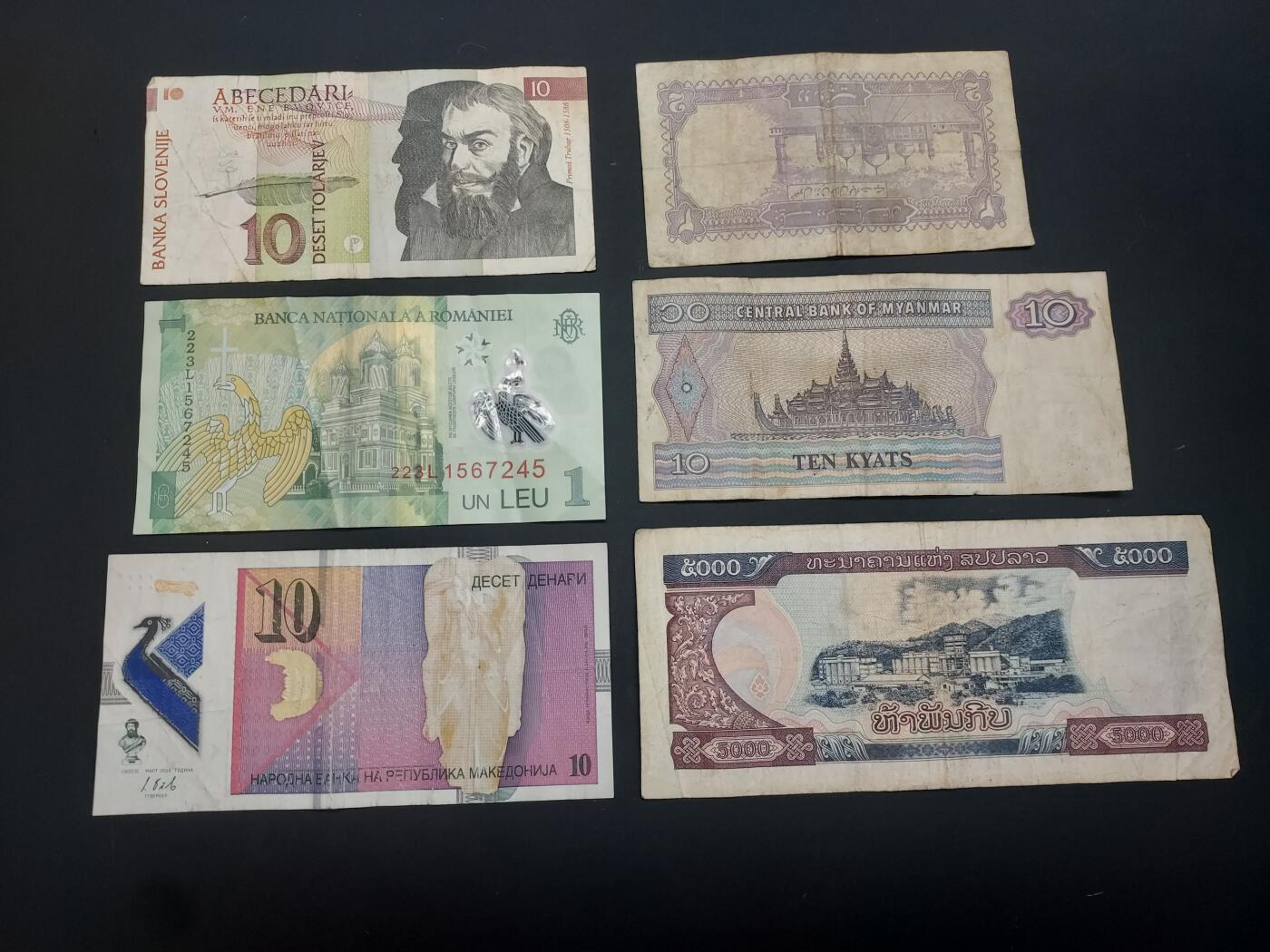 博彦收藏   3月7日 8点钱币专场 全场包邮 柬埔寨等外国纸币6枚，流通品