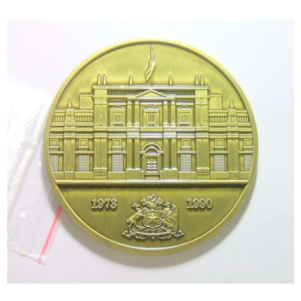 【艺术】智利艺术大章 独裁者总统皮诺切特+总统府 高浮雕精制超大铜章 70MM 102克