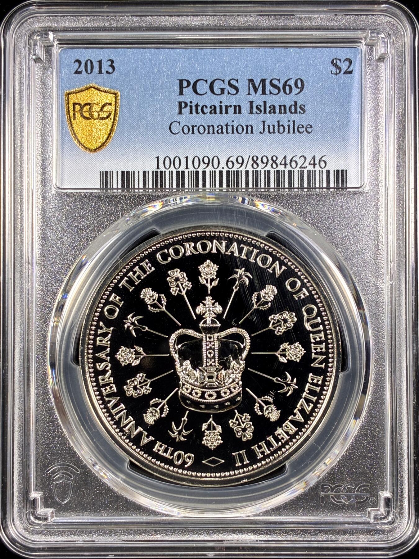 【雨安】【直播拍卖】【第0126期-评级币章】2026-03-07 周六 19:30 (金价1176, 银价22.16) [评级现代] Pitcairn Islands 皮特凯恩群岛 2元 2023年 伊丽莎白二世登基50周年  PCGS-MS69