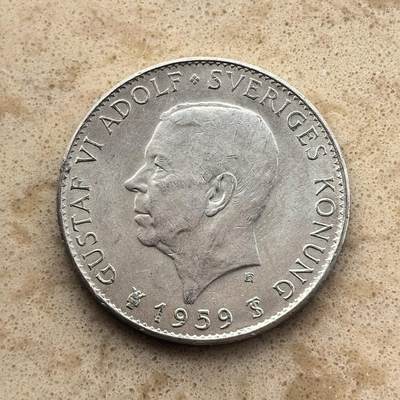 道一币馆币章第一百六十八场 - 瑞典1959年宪法颁布150年5克朗银币  18g 400S