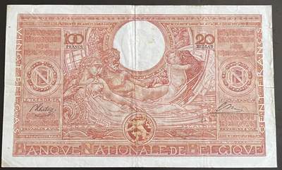 小福收藏拍卖第202期 流通品相裸钞 特惠场 本场全部为欧洲纸币【佣金仅收2% 不设最低佣金 全场包邮】 比利时 1944年 100法郎