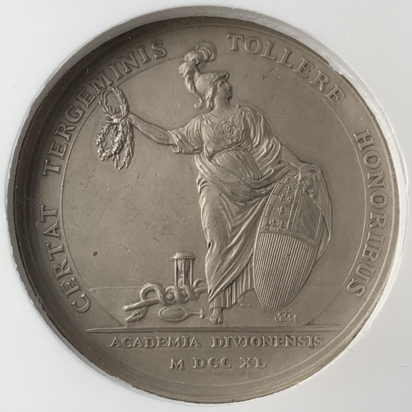 掌中浮雕-藏着的欧洲第053场 NGC MS63 : 1740年法国第戎学院银章，41.5mm