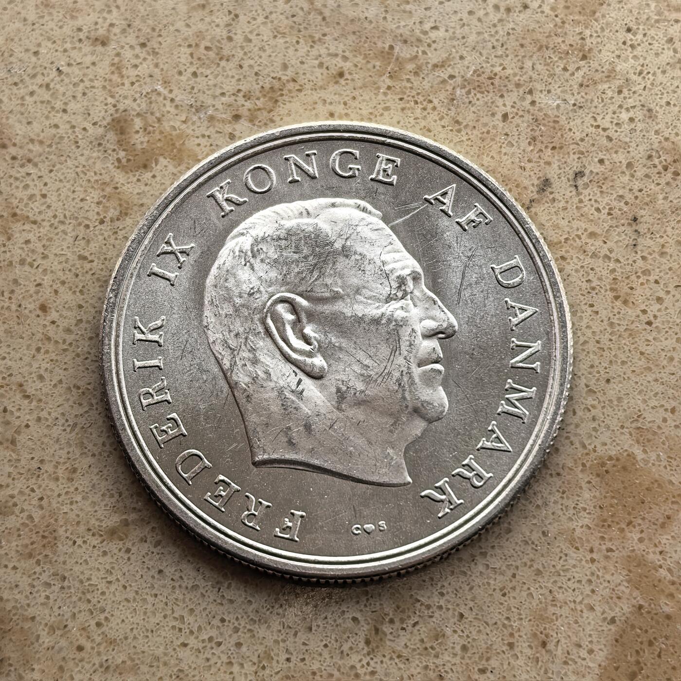 道一币馆币章第一百六十八场 丹麦1964年安妮公主婚礼5克朗纪念银币 17g 800S