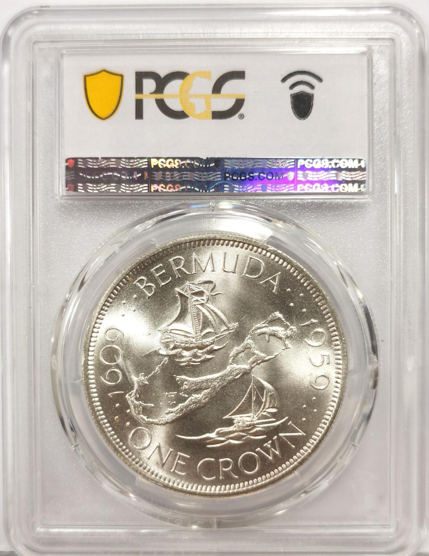 博洋堂世界钱币拍卖第163期（全场包邮） PCGS MS67 英属百慕大1959年伊丽莎白二世发现百慕大350周年1克朗纪念银币-2