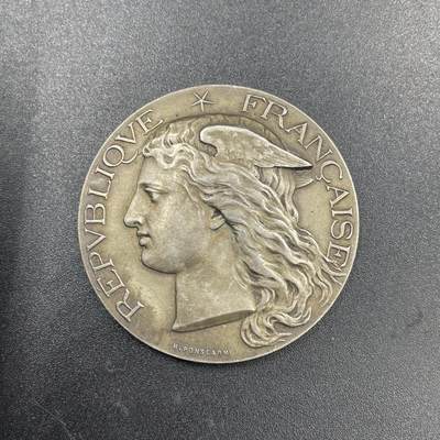 「木头集藏」章牌专场-第69场 - H. PONSCARME～1901年法国上马恩省农业与葡萄种植银奖章，直径：41 mm，36.8 g，边铭：丰饶角 ARGENT，品相很不错。