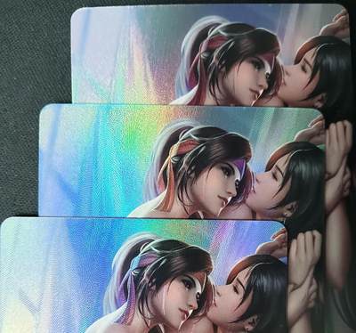 花开卡拍第61期（3月7号周六截拍，品控勿拍!!!拍品不寄存，运费5元（新疆需补运费差价或顺丰到付），自制卡难免瑕疵，可能存在轻微撞角爆边等出厂瑕疵，品控介意勿拍！） - 宁缺卡牌 艺术卡 蒂法&杰西折光彩闪三宫