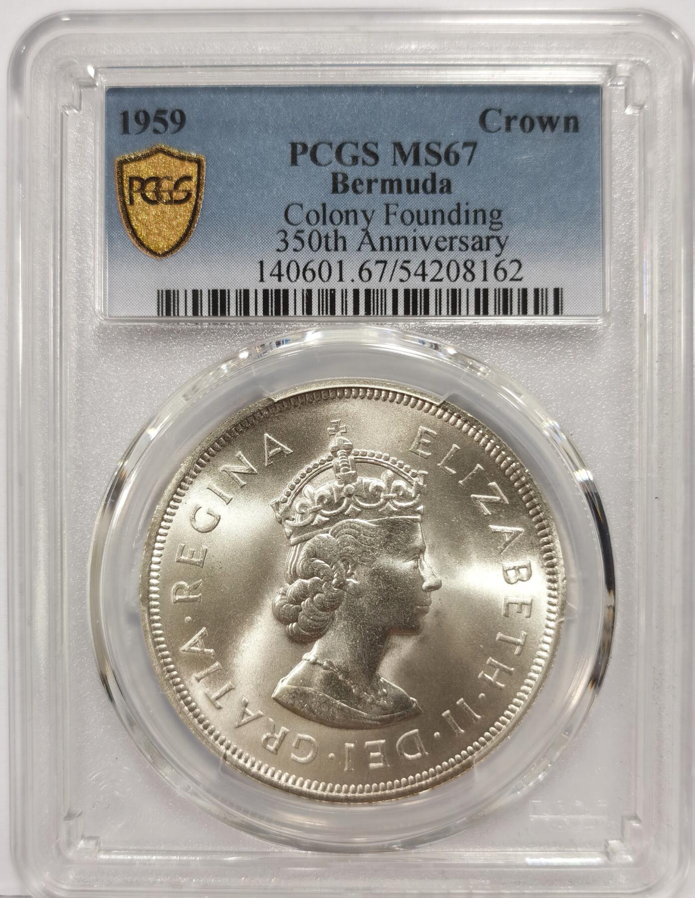 博洋堂世界钱币拍卖第163期（全场包邮） PCGS MS67 英属百慕大1959年伊丽莎白二世发现百慕大350周年1克朗纪念银币-2