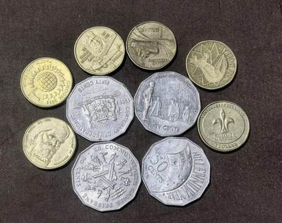 北京马甸外国币专卖第148期，外国币，中国早期纪念币专场，陆续上拍，欢迎关注 - 澳大利亚1元纪念币6枚，50分纪念币4枚