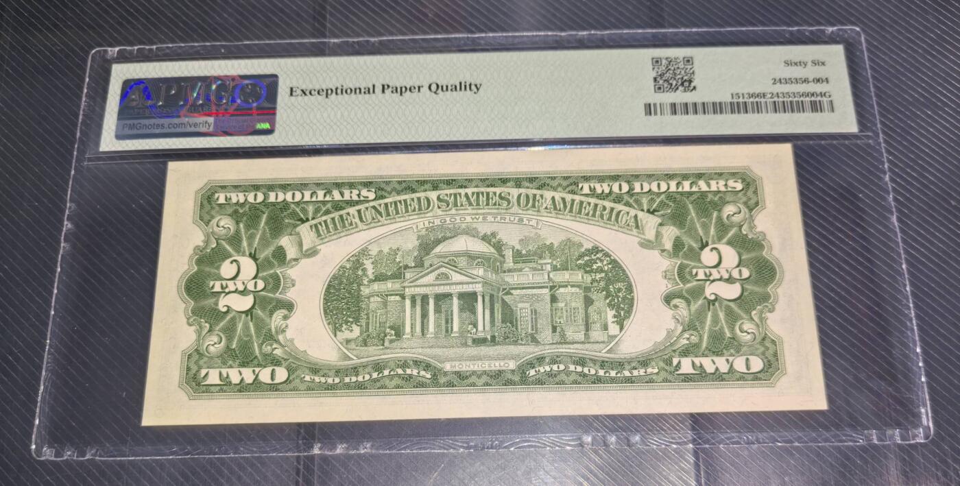 Gem Unc 美国纸币 1963年 2美元纸币 Pmg 66E