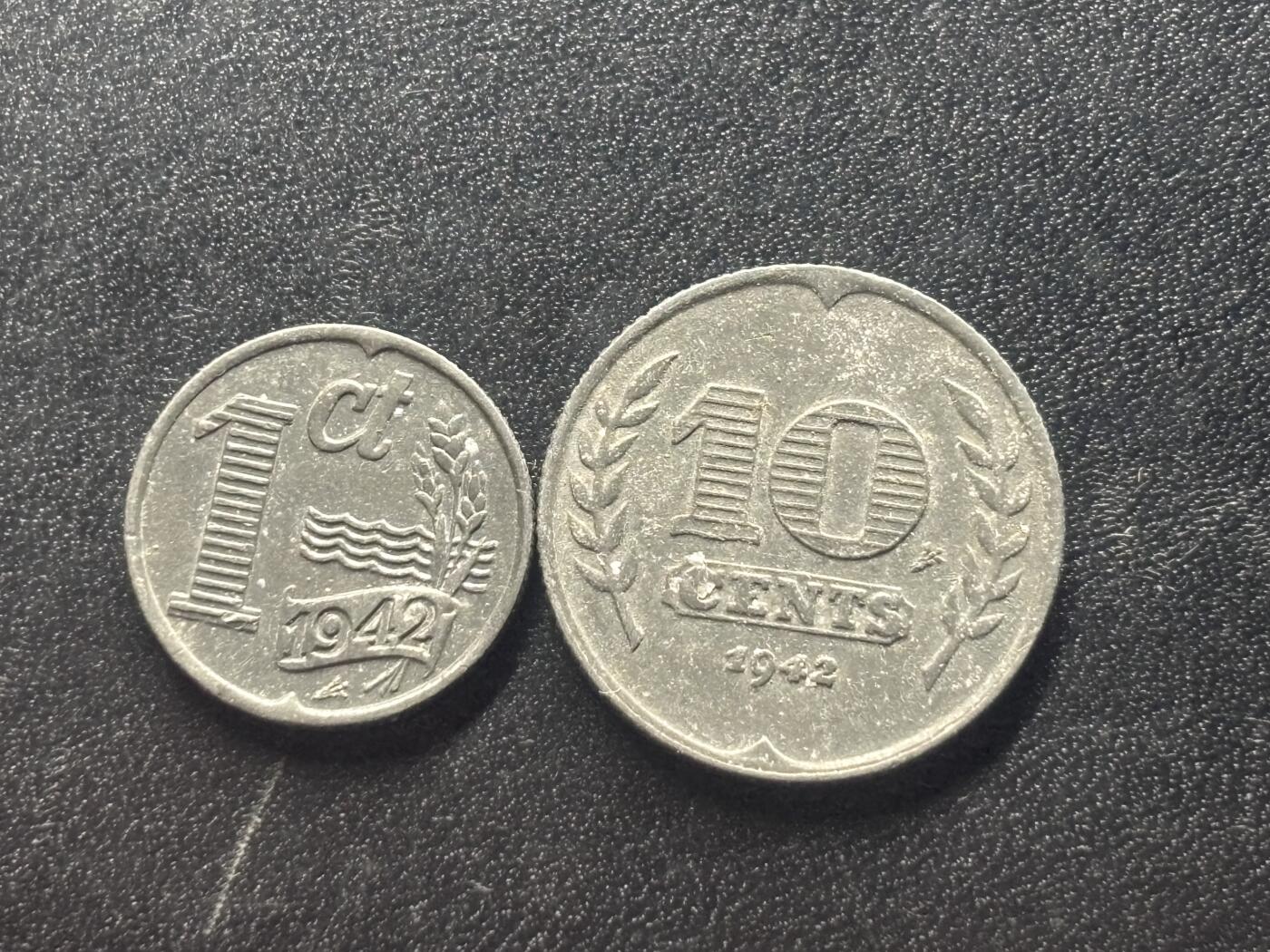 邮泉阁限时拍卖第四十二场（硬币在国外。请付邮费6元。） 荷兰1942年2枚