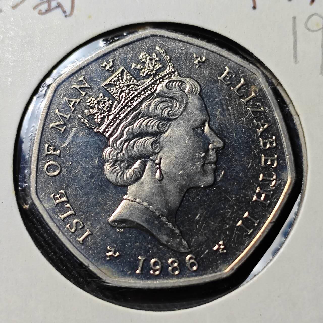 KK钱币收藏小铺   套币 批量/好品散币专场 2月预留时间 周末发货  1986马恩岛50便士 好品