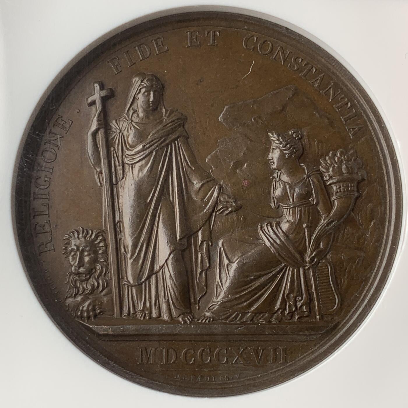 掌中浮雕-藏着的欧洲第053场 NGC MS63 : 英国乔治三世纪念铜章，41mm