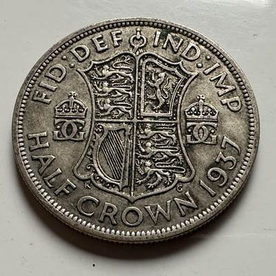 🌹外币初藏🌹🐯2026年第24场  每周二四六晚8️⃣点 接代拍 - 英国1937年1/2克朗银币 14.1克50%银