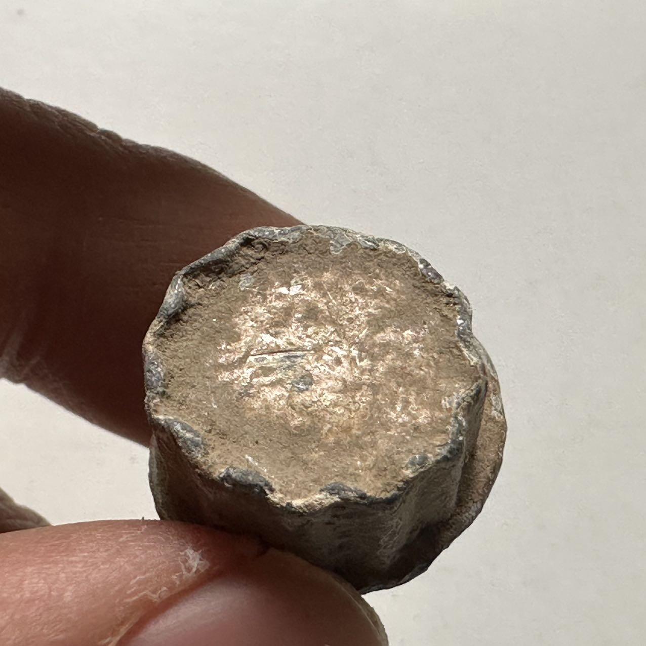 🌹外币初藏🌹🐯2026年第24场  每周二四六晚8️⃣点 接代拍 中国唐代青铜瓜棱纹佛座残件 高约12mm 直径约16mm 重25.3g 生坑绿锈