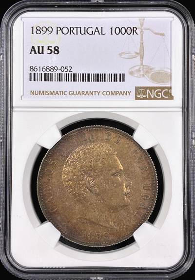 【雨安】【直播拍卖】【第0126期-评级币章】2026-03-07 周六 19:30 (金价1176, 银价22.16) - [评级欧洲] Portugal 葡萄牙 1000瑞斯 1899年 卡洛斯一世  NGC-AU58