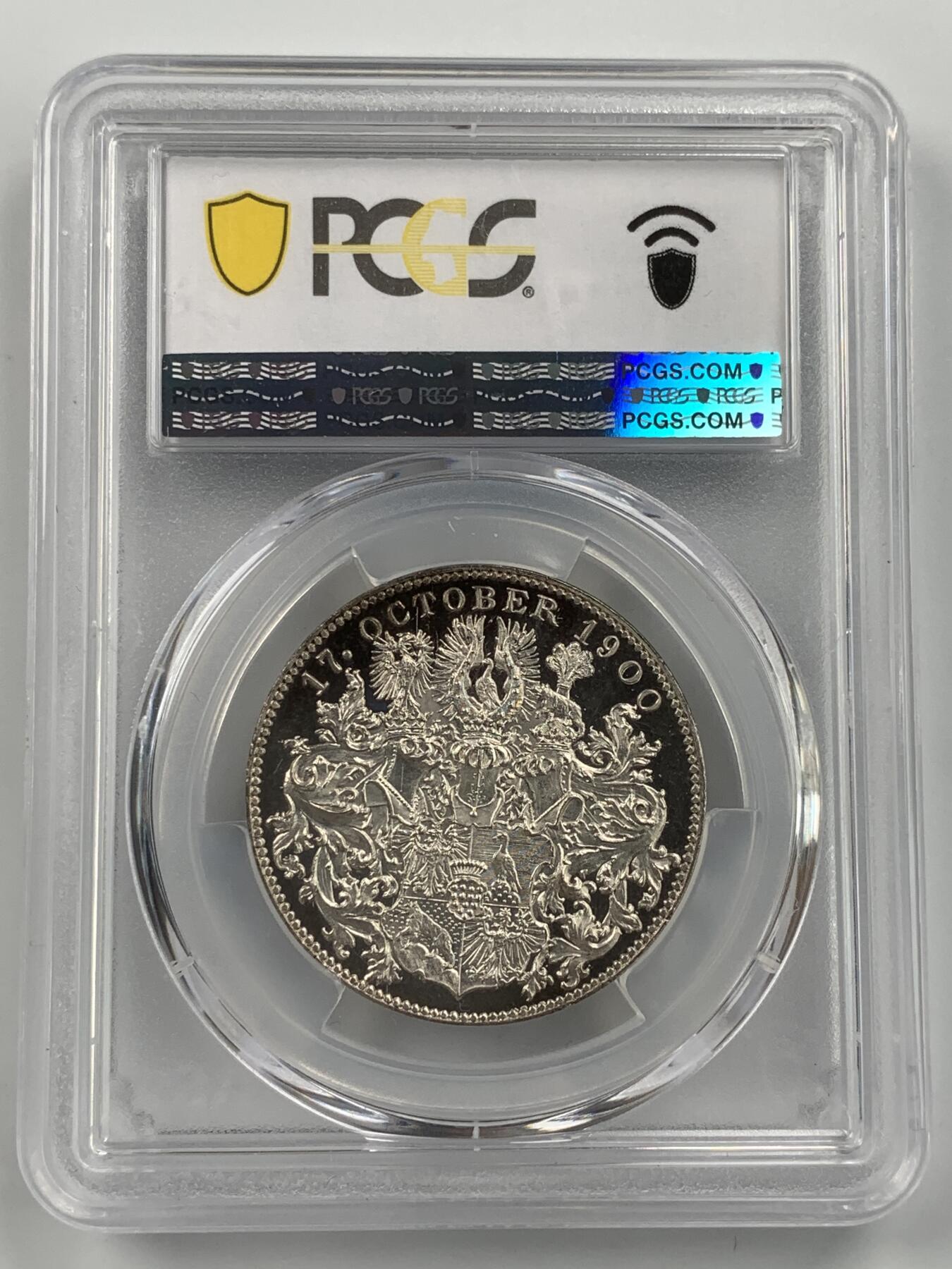 掌中浮雕-藏着的欧洲第053场 PCGS  SP63 : 1900年德国总理伯恩哈德.冯.比洛纪念银章，32mm