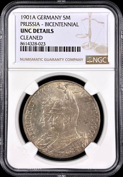 【雨安】【直播拍卖】【第0126期-评级币章】2026-03-07 周六 19:30 (金价1176, 银价22.16) - [评级德国] Germany 德国 帝国 J.106 普鲁士 5马克 (1901) 建国 1901年  NGC-UNC