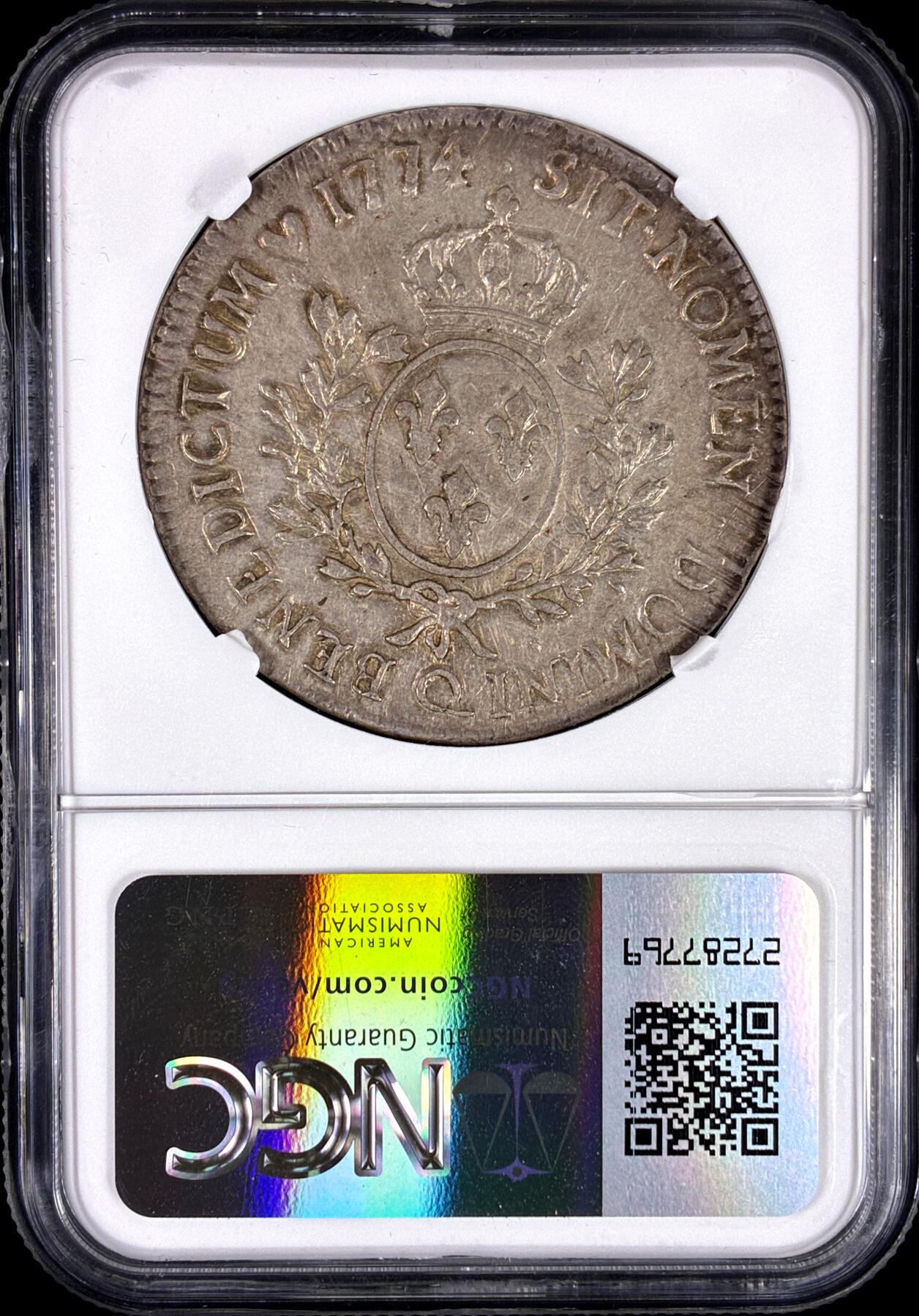 【雨安】【直播拍卖】【第0126期-评级币章】2026-03-07 周六 19:30 (金价1176, 银价22.16) [评级法国] France 法国 1埃居 1774年 路易十五  NGC-AU55