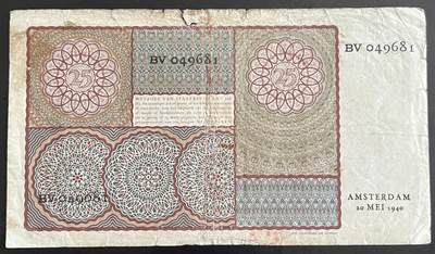 小福收藏拍卖第202期 流通品相裸钞 特惠场 本场全部为欧洲纸币【佣金仅收2% 不设最低佣金 全场包邮】 荷兰 1940年 25盾