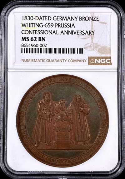 【雨安】【直播拍卖】【第0126期-评级币章】2026-03-07 周六 19:30 (金价1176, 银价22.16) - [评级章] Germany [章] 德国 1830年 奥格斯堡忏悔300周年 铜章